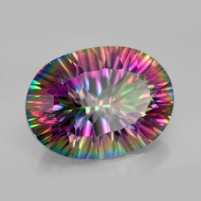 12.73 ct Multicolor Mystic Quartz Stone, Natural Mystic Quartz in Oval Concave Cut Shape for Sale