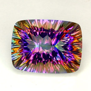 18.07 ct Multicolor Mystic Quartz Gemstone, Mystic Quartz Gem in Cushion Concave Cut Shape for Sale.