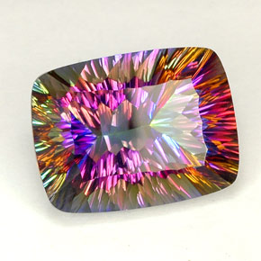 18.07 ct Multicolor Mystic Quartz Stone, Natural Mystic Quartz in Cushion Concave Cut Shape for Sale