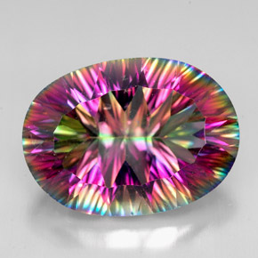 11.22 ct Multicolor Mystic Quartz Gemstone, Mystic Quartz Gem in Oval Concave Cut Shape for Sale.