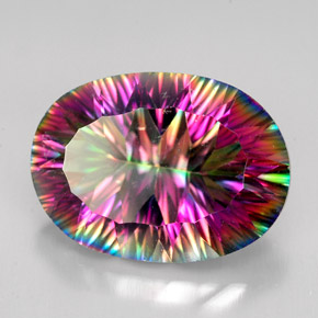11.22 ct Multicolor Mystic Quartz Stone, Natural Mystic Quartz in Oval Concave Cut Shape for Sale