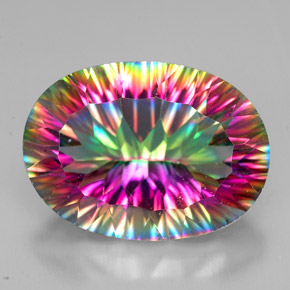 11.03 ct Multicolor Mystic Quartz Gemstone, Mystic Quartz Gem in Oval Concave Cut Shape for Sale.
