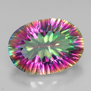 11.57 ct Multicolor Mystic Quartz Gemstone, Mystic Quartz Gem in Oval Concave Cut Shape for Sale.