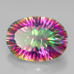 11.57 ct Multicolor Mystic Quartz Stone, Natural Mystic Quartz in Oval Concave Cut Shape for Sale