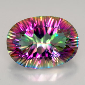 12.28 ct Multicolor Mystic Quartz Gemstone, Mystic Quartz Gem in Oval Concave Cut Shape for Sale.