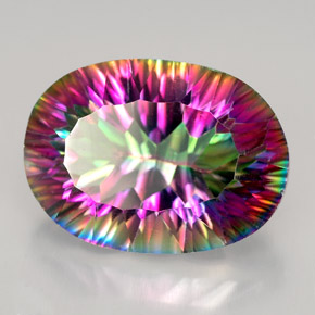 12.28 ct Multicolor Mystic Quartz Stone, Natural Mystic Quartz in Oval Concave Cut Shape for Sale