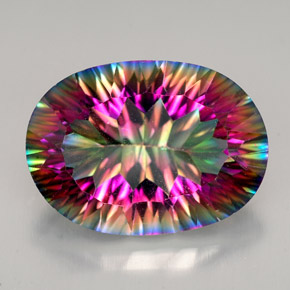 11.34 ct Multicolor Mystic Quartz Gemstone, Mystic Quartz Gem in Oval Concave Cut Shape for Sale.
