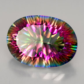 11.34 ct Multicolor Mystic Quartz Stone, Natural Mystic Quartz in Oval Concave Cut Shape for Sale