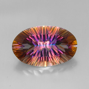 14.22 ct Multicolor Mystic Quartz Gemstone, Mystic Quartz Gem in Oval Concave Cut Shape for Sale.