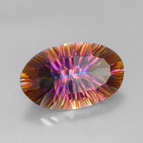 14.22 ct Multicolor Mystic Quartz Stone, Natural Mystic Quartz in Oval Concave Cut Shape for Sale