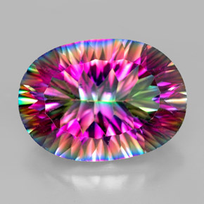 11.77 ct Multicolor Mystic Quartz Gemstone, Mystic Quartz Gem in Oval Concave Cut Shape for Sale.