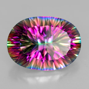 11.77 ct Multicolor Mystic Quartz Stone, Natural Mystic Quartz in Oval Concave Cut Shape for Sale