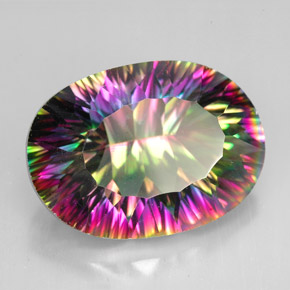11.40 ct Multicolor Mystic Quartz Stone, Natural Mystic Quartz in Oval Concave Cut Shape for Sale