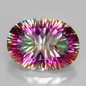 11.70 ct Multicolor Mystic Quartz Gemstone, Mystic Quartz Gem in Oval Concave Cut Shape for Sale.