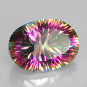 11.70 ct Multicolor Mystic Quartz Stone, Natural Mystic Quartz in Oval Concave Cut Shape for Sale