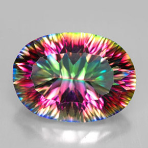 11.01 ct Multicolor Mystic Quartz Gemstone, Mystic Quartz Gem in Oval Concave Cut Shape for Sale.