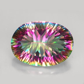 10.79 ct Multicolor Mystic Quartz Gemstone, Mystic Quartz Gem in Oval Concave Cut Shape for Sale.