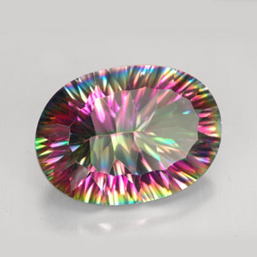 10.79 ct Multicolor Mystic Quartz Stone, Natural Mystic Quartz in Oval Concave Cut Shape for Sale