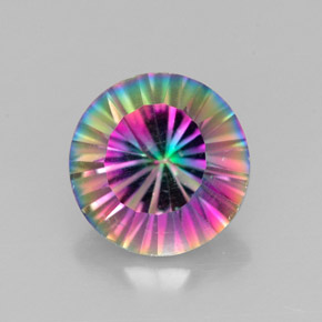 2.39 ct Multicolor Mystic Quartz Gemstone, Mystic Quartz Gem in Round Concave Cut Shape for Sale.
