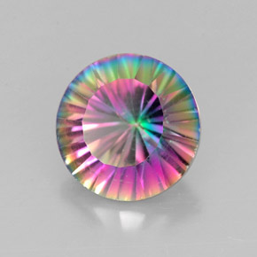 2.39 ct Multicolor Mystic Quartz Stone, Natural Mystic Quartz in Round Concave Cut Shape for Sale