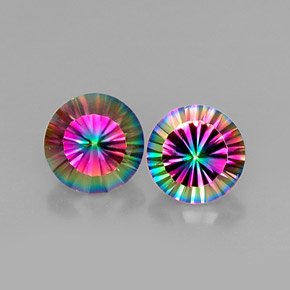 5.36 ct Multicolor Mystic Quartz Gemstone, Mystic Quartz Gem in Round Concave Cut Shape for Sale.