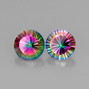 5.36 ct Multicolor Mystic Quartz Stone, Natural Mystic Quartz in Round Concave Cut Shape for Sale