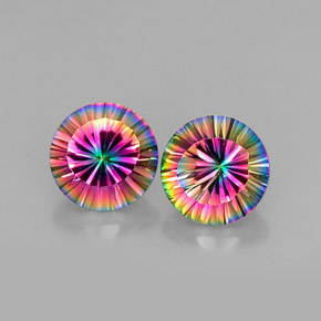 5.00 ct Multicolor Mystic Quartz Gemstone, Mystic Quartz Gem in Round Concave Cut Shape for Sale.