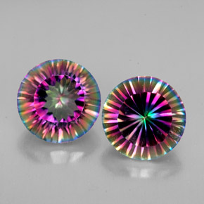 4.84 ct Multicolor Mystic Quartz Gemstone, Mystic Quartz Gem in Round Concave Cut Shape for Sale.