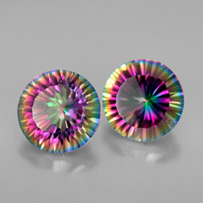 4.84 ct Multicolor Mystic Quartz Stone, Natural Mystic Quartz in Round Concave Cut Shape for Sale