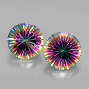 5.09 ct Multicolor Mystic Quartz Gemstone, Mystic Quartz Gem in Round Concave Cut Shape for Sale.
