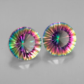 5.09 ct Multicolor Mystic Quartz Stone, Natural Mystic Quartz in Round Concave Cut Shape for Sale