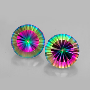 5.72 ct Multicolor Mystic Quartz Gemstone, Mystic Quartz Gem in Round Concave Cut Shape for Sale.