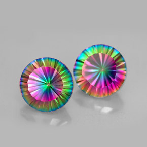 5.72 ct Multicolor Mystic Quartz Stone, Natural Mystic Quartz in Round Concave Cut Shape for Sale