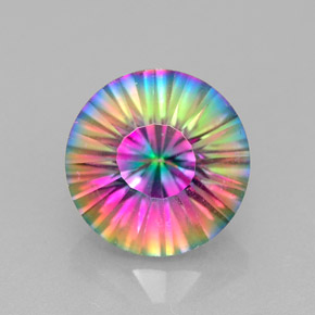2.87 ct Multicolor Mystic Quartz Gemstone, Mystic Quartz Gem in Round Concave Cut Shape for Sale.