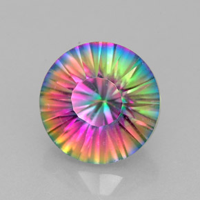 2.87 ct Multicolor Mystic Quartz Stone, Natural Mystic Quartz in Round Concave Cut Shape for Sale