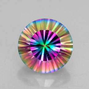 2.75 ct Multicolor Mystic Quartz Gemstone, Mystic Quartz Gem in Round Concave Cut Shape for Sale.
