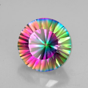2.75 ct Multicolor Mystic Quartz Stone, Natural Mystic Quartz in Round Concave Cut Shape for Sale