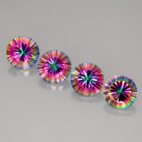 9.66 ct Multicolor Mystic Quartz Gemstone, Mystic Quartz Gem in Round Concave Cut Shape for Sale.