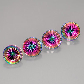 9.66 ct Multicolor Mystic Quartz Stone, Natural Mystic Quartz in Round Concave Cut Shape for Sale