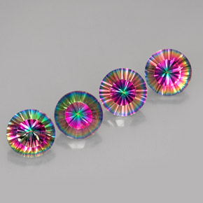 9.82 ct Multicolor Mystic Quartz Stone, Natural Mystic Quartz in Round Concave Cut Shape for Sale