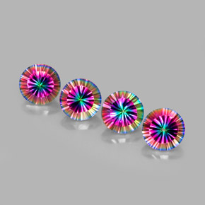 10.57 ct Multicolor Mystic Quartz Gemstone, Mystic Quartz Gem in Round Concave Cut Shape for Sale.
