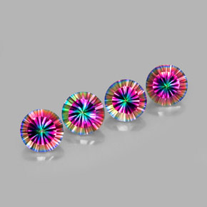 10.57 ct Multicolor Mystic Quartz Stone, Natural Mystic Quartz in Round Concave Cut Shape for Sale