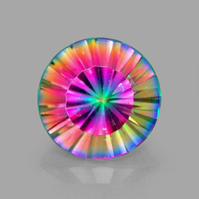 2.25 ct Multicolor Mystic Quartz Gemstone, Mystic Quartz Gem in Round Concave Cut Shape for Sale.