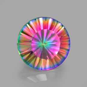 2.25 ct Multicolor Mystic Quartz Stone, Natural Mystic Quartz in Round Concave Cut Shape for Sale