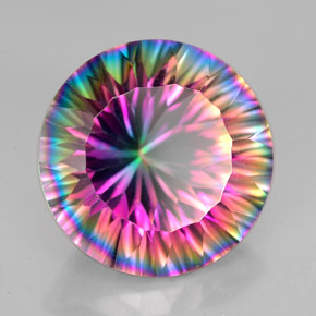 8.35 ct Multicolor Mystic Quartz Stone, Natural Mystic Quartz in Round Concave Cut Shape for Sale
