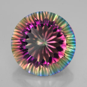 9.88 ct Multicolor Mystic Quartz Gemstone, Mystic Quartz Gem in Round Concave Cut Shape for Sale.