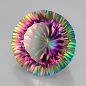 9.88 ct Multicolor Mystic Quartz Stone, Natural Mystic Quartz in Round Concave Cut Shape for Sale