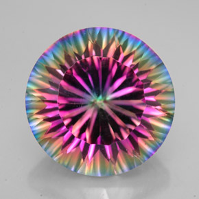 9.29 ct Multicolor Mystic Quartz Gemstone, Mystic Quartz Gem in Round Concave Cut Shape for Sale.