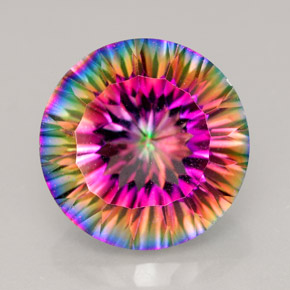 9.19 ct Multicolor Mystic Quartz Gemstone, Mystic Quartz Gem in Round Concave Cut Shape for Sale.
