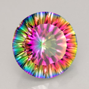 9.19 ct Multicolor Mystic Quartz Stone, Natural Mystic Quartz in Round Concave Cut Shape for Sale